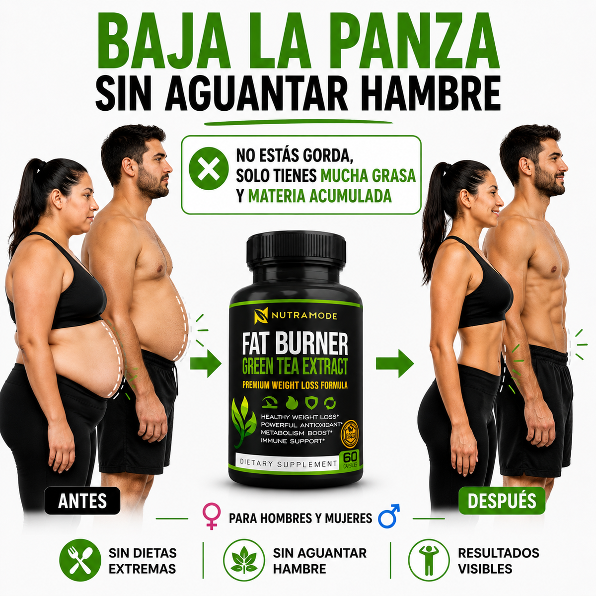 QUEMADOR DE GRASA CON EXTRACTO DE TÉ VERDE — Zevrion™ 🚚 ENVÍO GRATIS